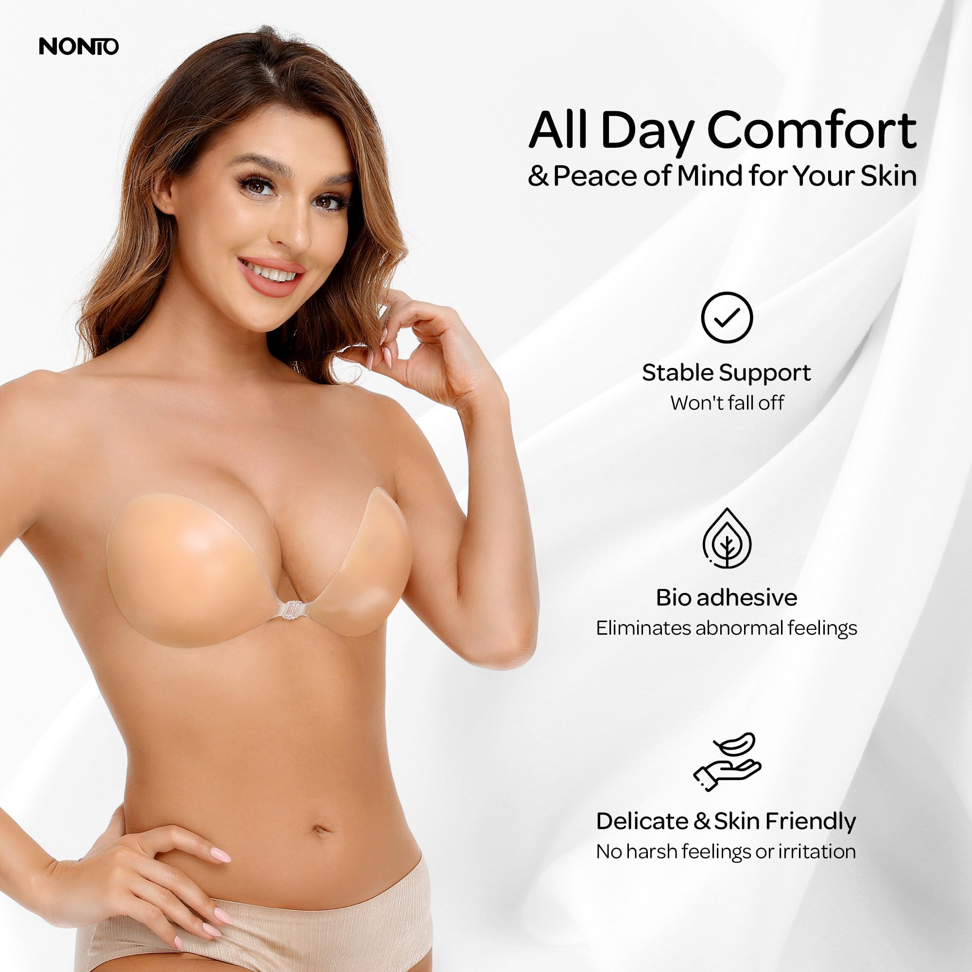 Silicone Bra Adhesive - 粘着ブラ ストラップレス 粘着式 見えない プッシュアップ 再利用可能