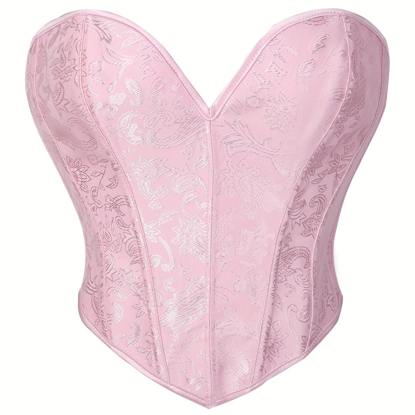 Strapless Bra Backless - ピンクのゴシック調ビクトリア朝風コルセット、ヴィンテージビスチェ、ストラップレスオフショルダーキャミソール、クロップトップ、バックレスストラップレスチューブコルセット