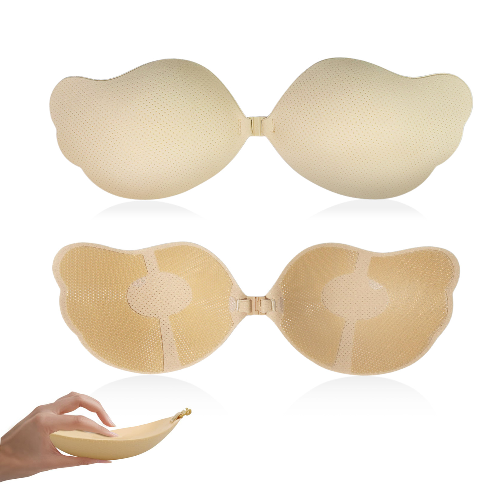 Silicone Bra Adhesive - 新しいウィングマンゴーカップ自己粘着式バストリフト超薄型通気性汗に強い粘着性のある目に見えないブラパッド女性用デイリーアウトフィット用