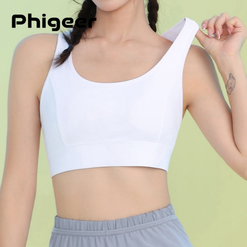 Sports Bra High Impact - PHIGEER 女性ハイインパクトスポーツブラ夏バックメッシュ通気性ヨガタンクトップ軽量トレーニングブラジャー屋外ヨガウェア