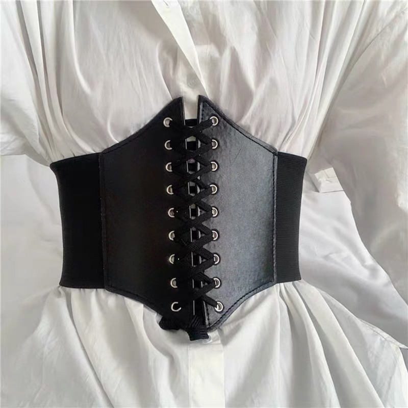 Corset Waist Cinch - ファッションコルセットワイドベルトフェイクレザー痩身ボディシェイピングガードルベルト女性のための弾性タイトなハイウエスト日常着