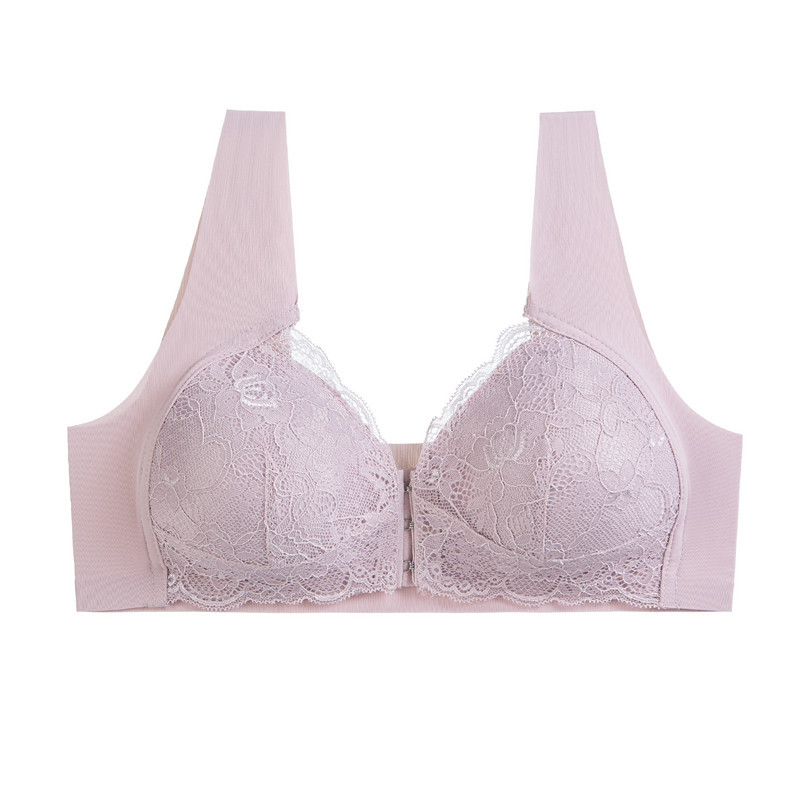 Seamless Underwear Women - L'bellagiovanna プラスサイズ夏レースシームレスブラジャーワイヤレスセクシーなフロントバックル通気性のある毎日の下着女性のための卸売