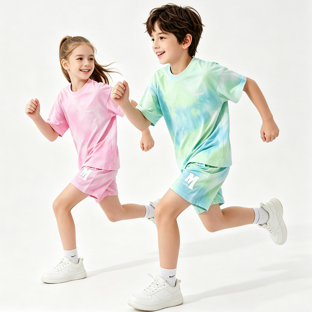 Boyshort Underwear - 5-14 歳の子供スポーツセット綿男の子夏セット女の子ルーズスポーツウェアスーツランニングハイキング屋外半袖ショーツ衣装