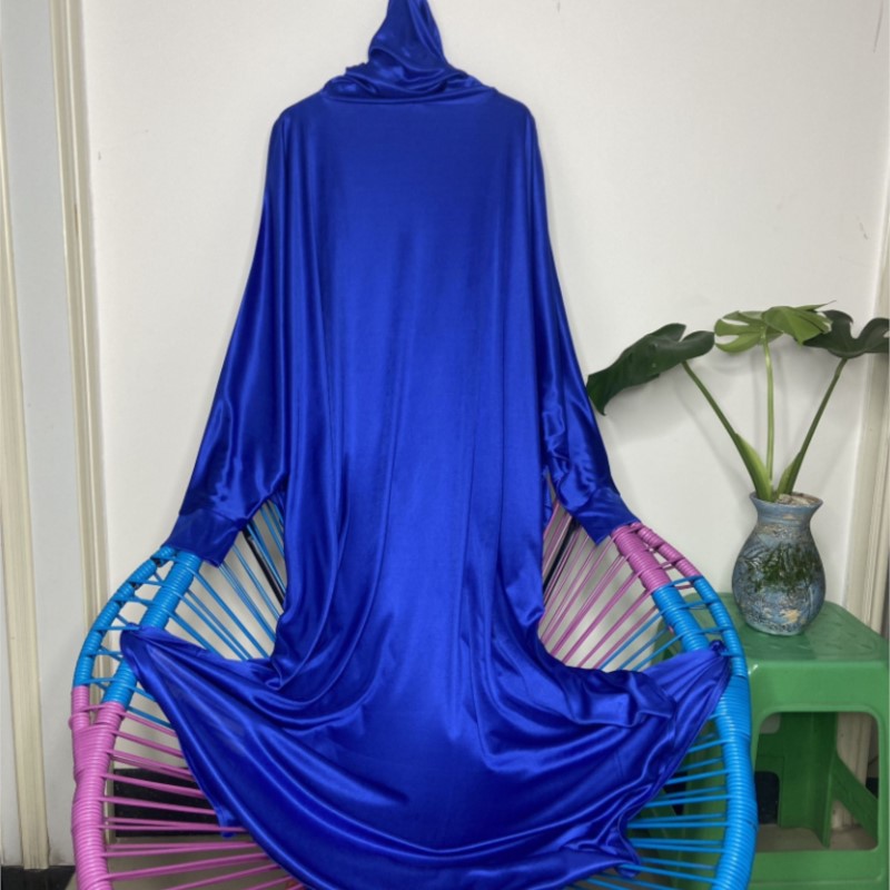 Robe Silk Women - シルクのような肌触りのソフトなフード付きマキシ丈ワンピース、ヘッドカバー付き、ロング丈のバットスリーブ、バオトウ、アイスシルク、ムスリムケバヤ、女性用カフタンローブ