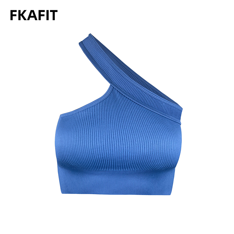 女性用の通気性のあるニットブラ,セクシーなワンショルダースポ - Sports Bra High Impact のレビューと価格