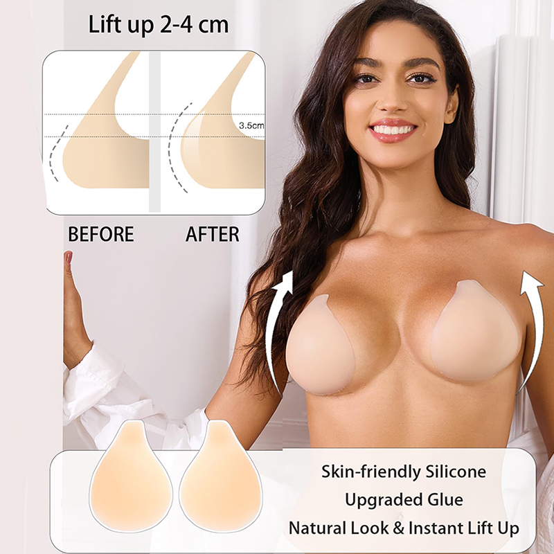 1/2 ペア女性粘着ブラジャープッシュアップ粘着バックレスス - Strapless Bra Backless のレビューと価格