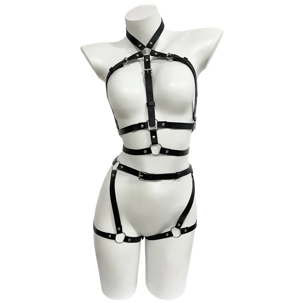 ハーネス女性 Pu レザー脚女性のセクシーなボンデージ脚ハー - Garter Belt Set のレビューと価格