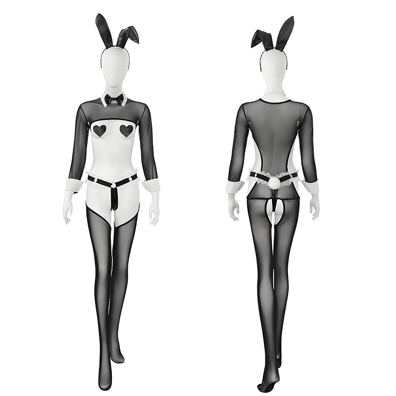 アニメバニーメイド制服メッシュボディスーツセクシーなランジェ - Garter Belt Set のレビューと価格