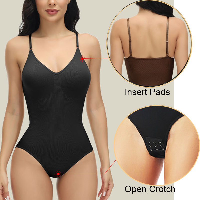 GUUDIA V ネックスパゲッティストラップボディスーツ圧 - Shapewear Bodysuit Firm のレビューと価格