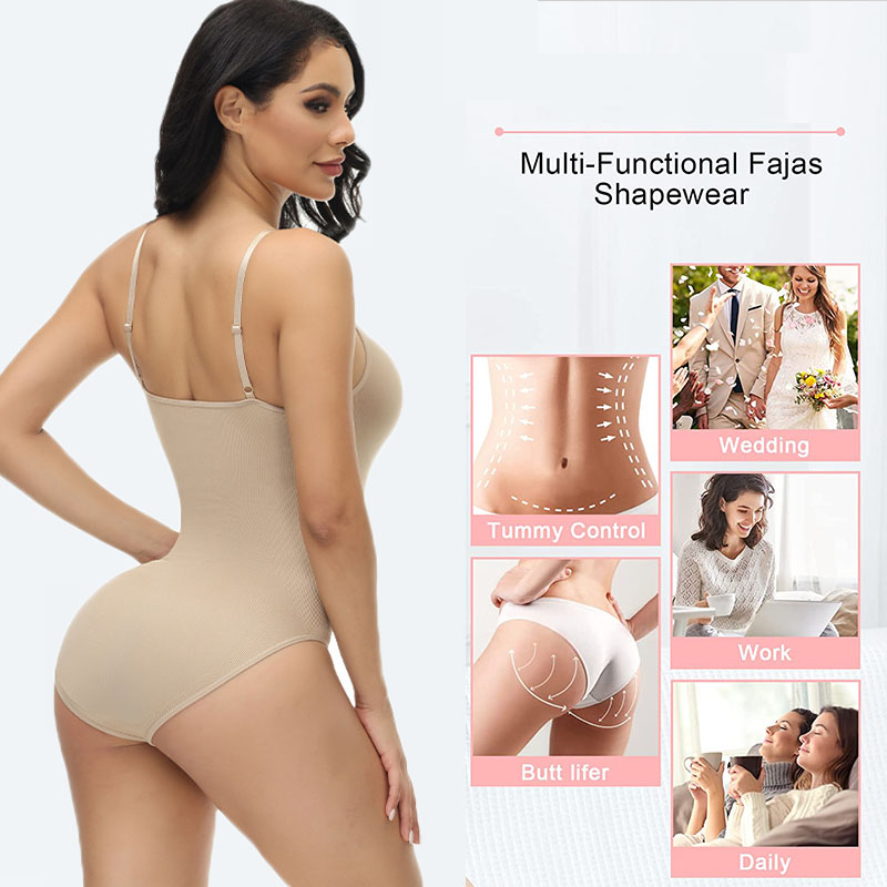 GUUDIA V ネックスパゲッティストラップボディスーツ圧 - Shapewear Bodysuit Firm のレビューと価格