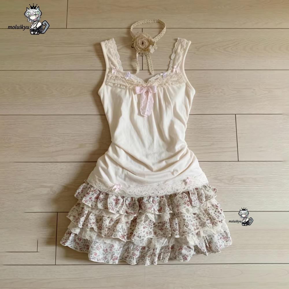 女性 Y2K 2 ピース衣装セット レースボウキャミトップ  - Cami Top Lace のレビューと価格