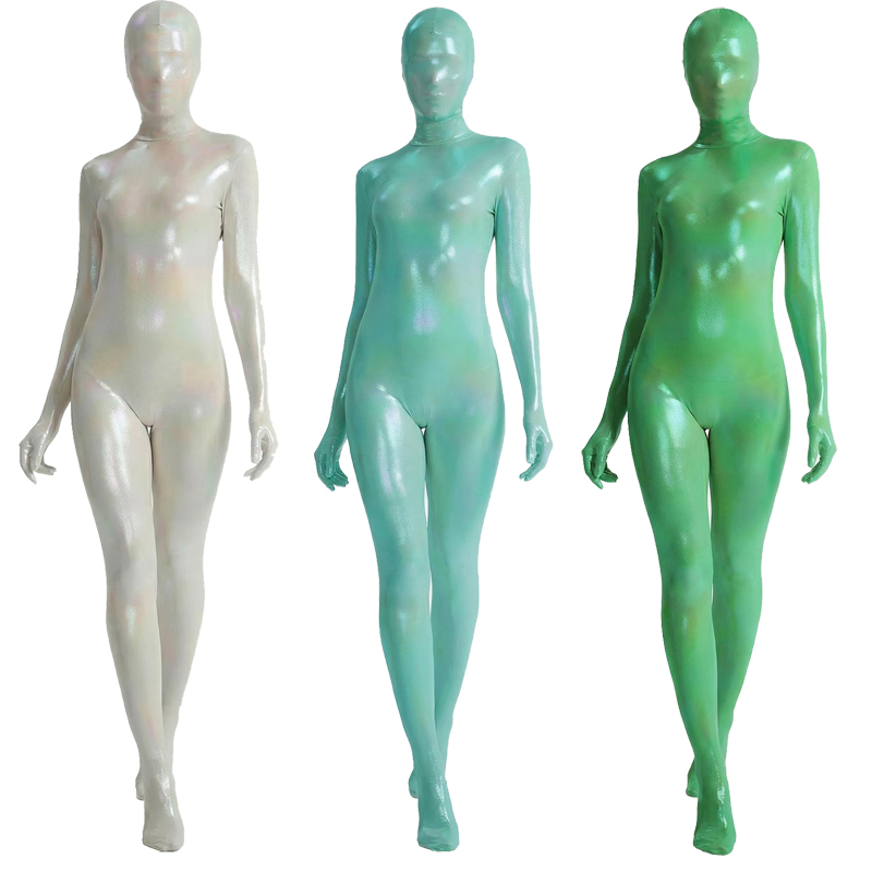 女性用光沢グラデーションゼンタイボディスーツ高弾性グロッシー - Shapewear Bodysuit Firm のレビューと価格