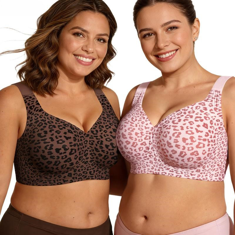 1 個のヒョウ柄シームレスワイヤレスブラジャー、フルカバープ - Bralette Wireless Soft のレビューと価格