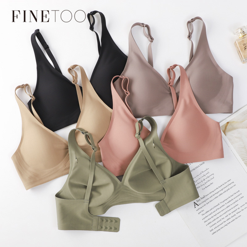 Finetoo-女性用の深いVネックブラ,パッド入りのセクシ - Bralette Wireless Soft のレビューと価格