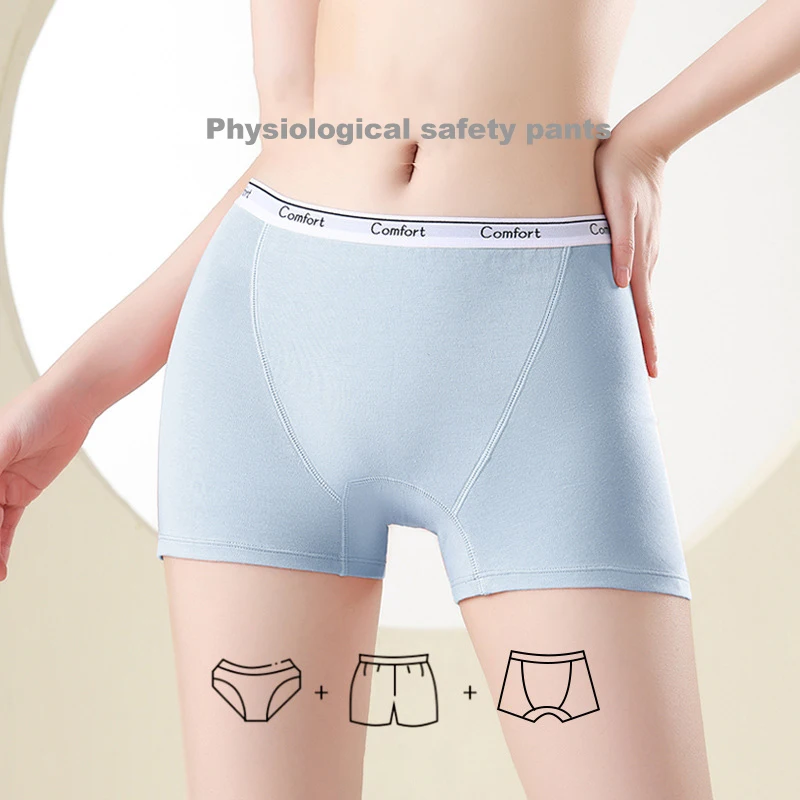 女性用コットン月経パンティー,生理用下着,漏れ防止,ハイウエ - Boyshort Underwear のレビューと価格