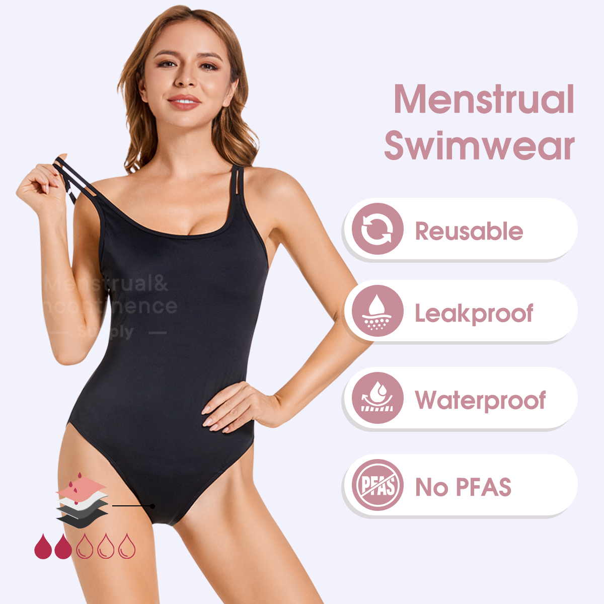 女性用生理用水着 ワンピース 漏れ防止 防水 生理用水着 高 - Period Panty Absorbent のレビューと価格