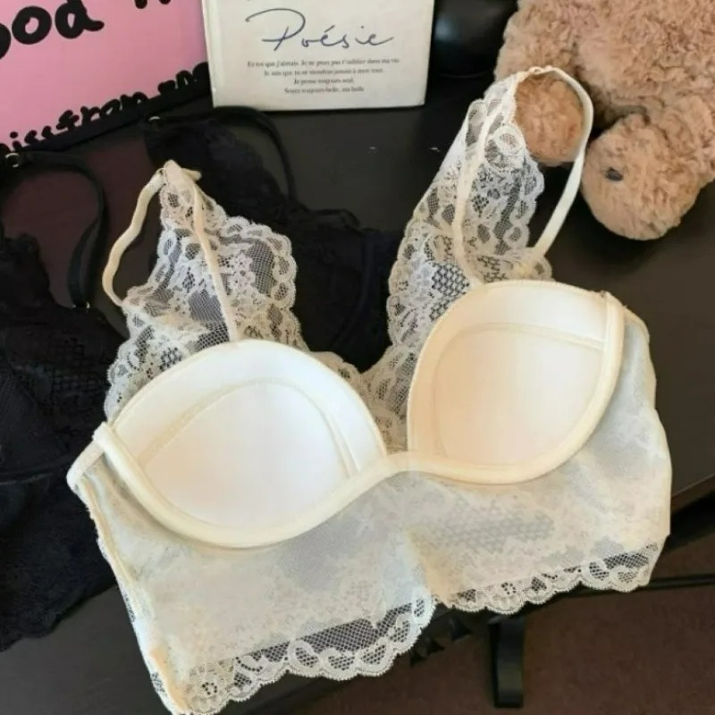 通気性のあるナイロン製ノンワイヤーブラ、女性用フレンチレース - Bralette Wireless Soft のレビューと価格