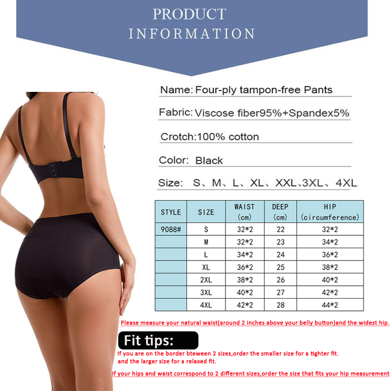 多い日用生理用ショーツ 4層漏れ防止コットンガールズショーツ - Period Panty Absorbent のレビューと価格