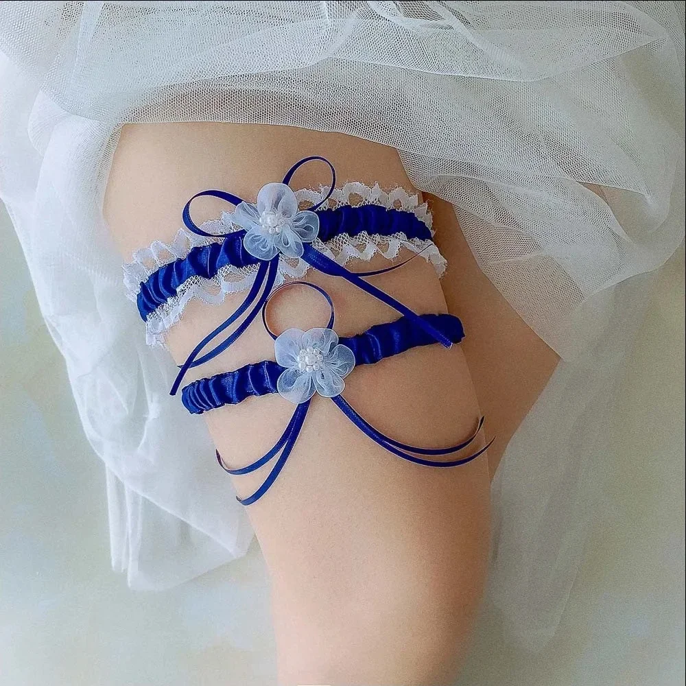 2個セット サテンリボン ウェディング ブライダル ガーター - Garter Belt Set のレビューと価格