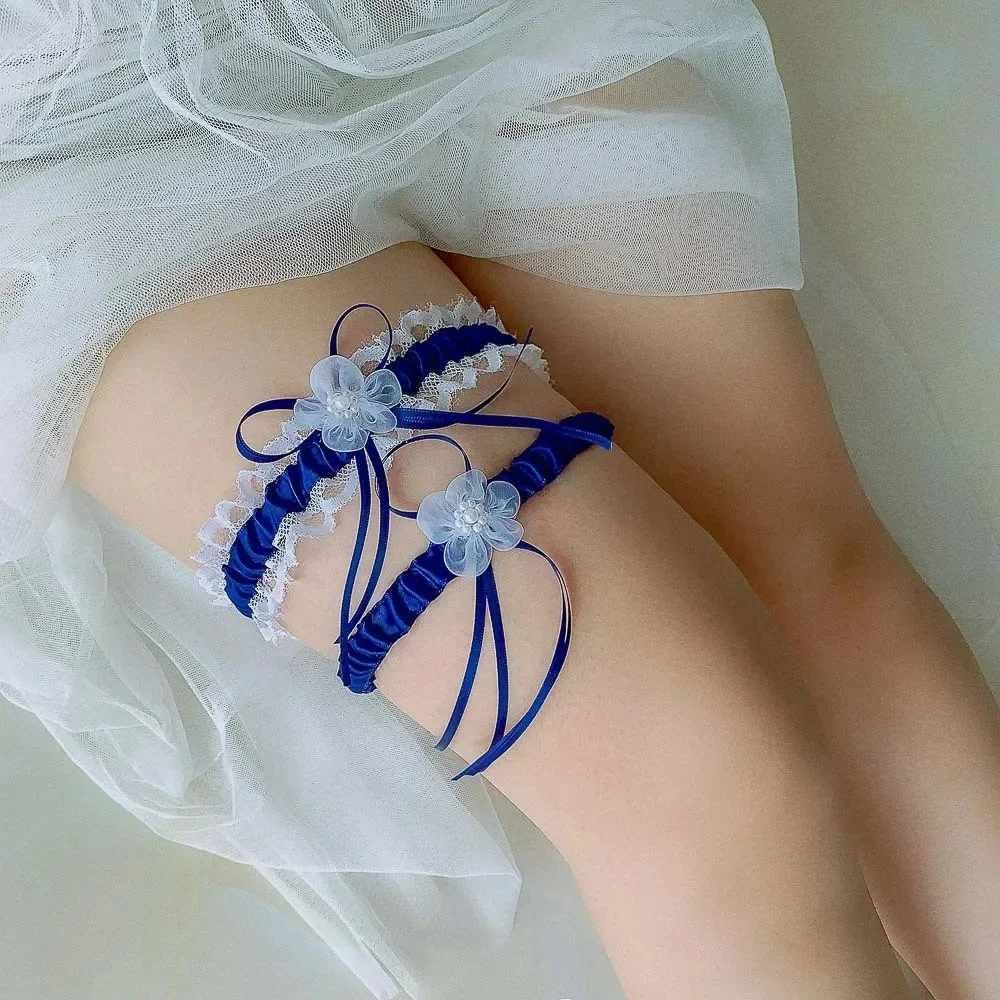 2個セット サテンリボン ウェディング ブライダル ガーター - Garter Belt Set のレビューと価格