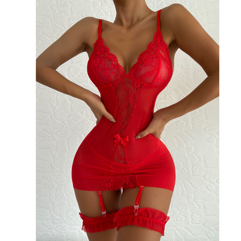 女性のための透明なVネックストラップレスナイトドレス,ひもセ - Babydoll Chemise Night のレビューと価格