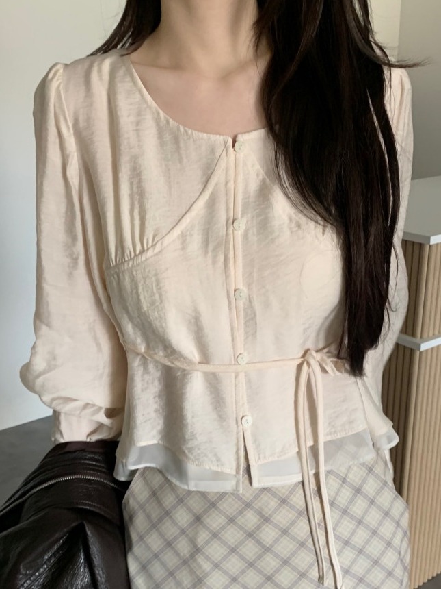 2026年春 レディース シックなバブルスリーブシャツ ウエ - Corset Waist Cinch のレビューと価格
