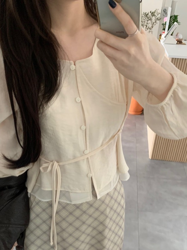 2026年春 レディース シックなバブルスリーブシャツ ウエ - Corset Waist Cinch のレビューと価格