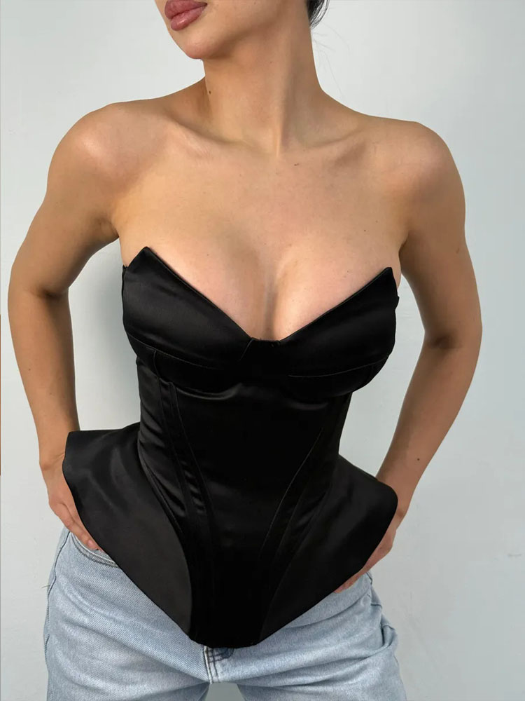 BKQU セクシーなフィッシュボーンストラップレスコルセット - Corset Waist Cinch のレビューと価格