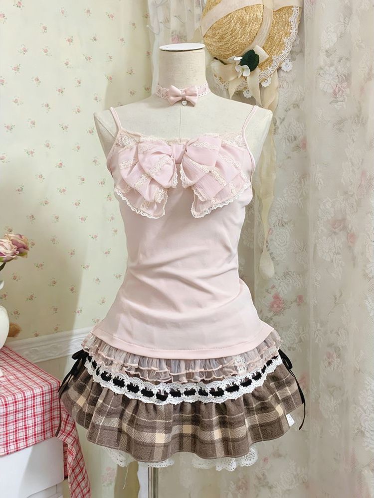 日本の可愛い3点セット レディース レースボウブラウス+キャ - Cami Top Lace のレビューと価格